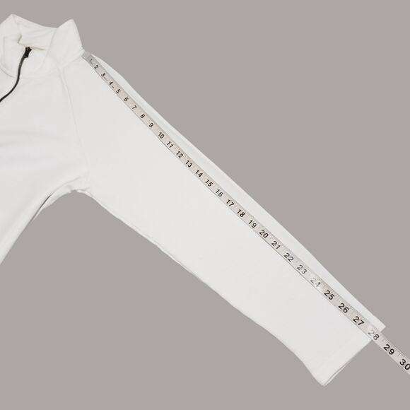 L.L. Bean Womens White 1/4 Zip Cotton Pullover Top Sz Lg Reg Preppy Casual - Picture 12 of 13